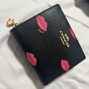 Lip Print Coach Snap Wallet